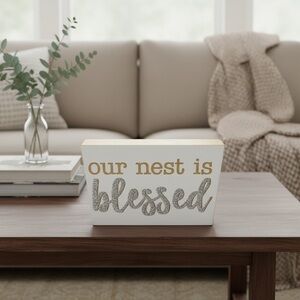 Designs by Kathy | “Our Nest is Blessed” | Gold Sign